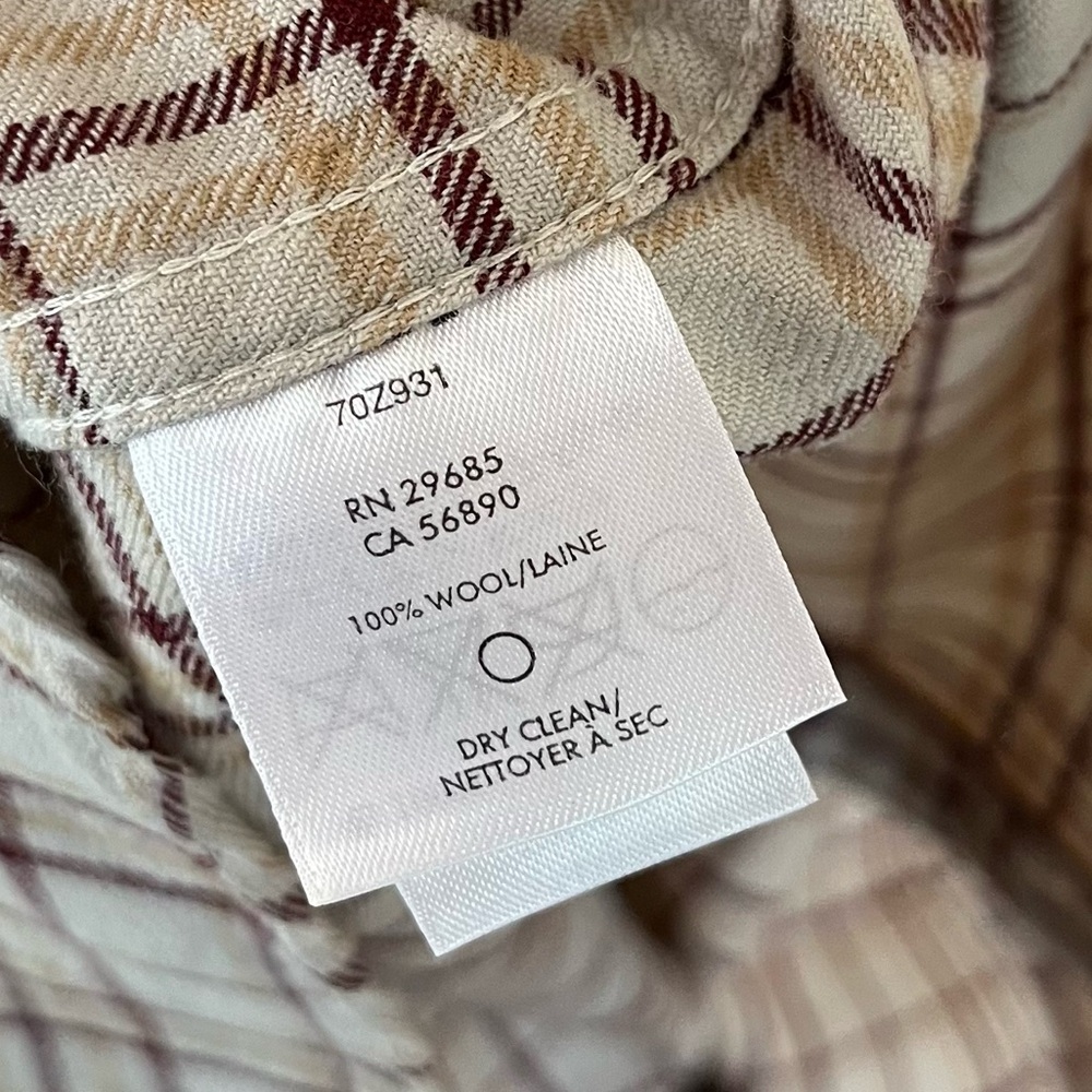 Pendleton Jasper 100% Wool Plaid Button Up Shirt *Flaw* Large - Picture 9 of 12